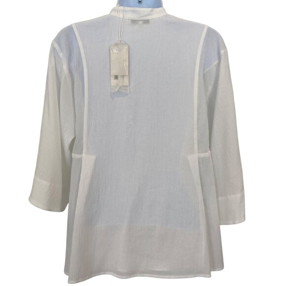 VINCE. White fine Cotton Tunic Top With 3/4 Sleeve & Mandarin Collar NWT size XS - Picture 11 of 16